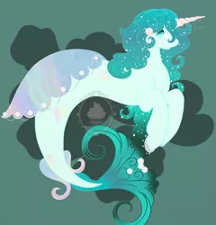 Size: 1916x1998 | Tagged: safe, artist:midnight-mocha, derpibooru import, oc, unofficial characters only, fish, seapony (g4), blue eyes, custom, deviantart watermark, dorsal fin, fins, fin wings, fish tail, flowing tail, green background, image, irl, looking at you, obtrusive watermark, photo, png, seashell, simple background, smiling, solo, tail, toy, trade, watermark, wings