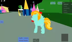 Size: 1440x837 | Tagged: safe, derpibooru import, screencap, lightning dust, oc, pegasus, pony, 3d, image, png, ponyville, roblox, wrong cutie mark