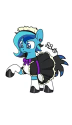 Size: 720x1250 | Tagged: safe, artist:djmatinext, derpibooru import, oc, oc:blue harmony, unofficial characters only, earth pony, pony, comic:demoted, base used, beard, blue eyes, clothes, crossdressing, facial hair, image, maid, maid headdress, male, photo, piercing, png, shoes, socks, solo, stockings, thigh highs, trap