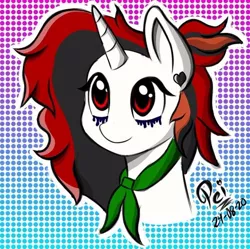 Size: 720x717 | Tagged: safe, artist:lessan aines, derpibooru import, oc, oc:deadly heart, unofficial characters only, alicorn, pony, commission, dripping, headshot commission, horn, image, jpeg, makeup, photo