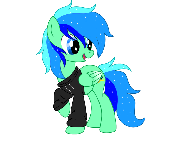 Size: 1750x1440 | Tagged: safe, artist:jadebreeze115, derpibooru import, oc, oc:jade breeze, unofficial characters only, pegasus, pony, artist, base used, black hoodie, blue eyes, clothes, colored wings, ethereal mane, gradient wings, hoodie, image, looking at you, male, pegasus oc, png, simple background, smiling, smiling at you, solo, stallion, starry mane, transparent background, vector, wings