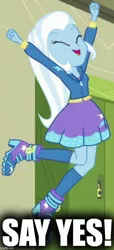 Size: 500x1092 | Tagged: safe, derpibooru import, trixie, equestria girls, equestria girls series, forgotten friendship, caption, image, image macro, imgflip, jpeg, meme, text, trixie yells at everything