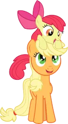 Size: 1240x2268 | Tagged: safe, artist:delmors, derpibooru import, apple bloom, applejack, earth pony, pony, adorabloom, apple sisters, cute, female, image, jackabetes, png, pony hat, siblings, simple background, sisters, transparent background