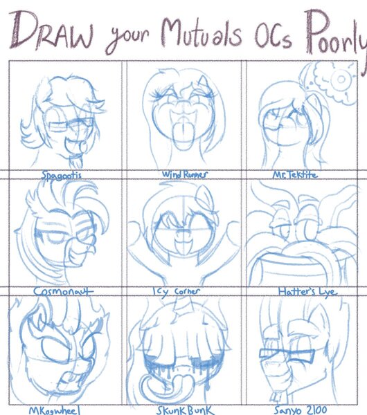 Size: 1059x1200 | Tagged: questionable, artist:trash anon, oc, oc:crow mellow, oc:frost soar, oc:ghastly gaze, oc:giselle, oc:tech gear, oc:tekky, oc:windrunner, unofficial characters only, earth pony, hippogriff, kirin, nirik, pegasus, pony, an egg being attacked by sperm, angry, bust, egg cell, female, glasses, image, impregnation, jpeg, licking screen, long tongue, looking at you, male, mare, open mouth, portrait, sketch, smiling, spermatozoon, stallion, thought bubble, tongue out, zalgo