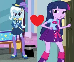 Size: 575x478 | Tagged: safe, deleted from derpibooru, derpibooru import, trixie, twilight sparkle, equestria girls, equestria girls (movie), equestria girls series, street magic with trixie, spoiler:eqg series (season 2), female, image, lesbian, png, shipping, shipping domino, twixie