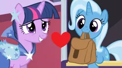 Size: 1280x720 | Tagged: safe, derpibooru import, trixie, twilight sparkle, the best night ever, to where and back again, female, image, lesbian, png, shipping, shipping domino, twixie