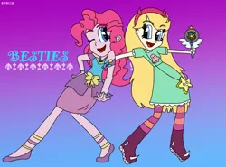 Size: 1024x759 | Tagged: safe, artist:sunriseshine88, derpibooru import, pinkie pie, equestria girls, duo, duo female, female, image, jpeg, one eye closed, star butterfly, star vs the forces of evil, wink