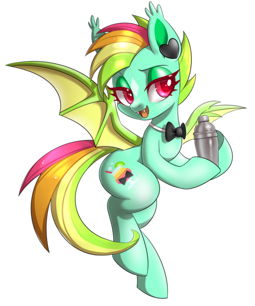 Size: 2000x2400 | Tagged: safe, artist:renokim, derpibooru import, oc, oc:kokomo, unofficial characters only, bat pony, pony, bowtie, female, image, mare, png, simple background, solo, transparent background