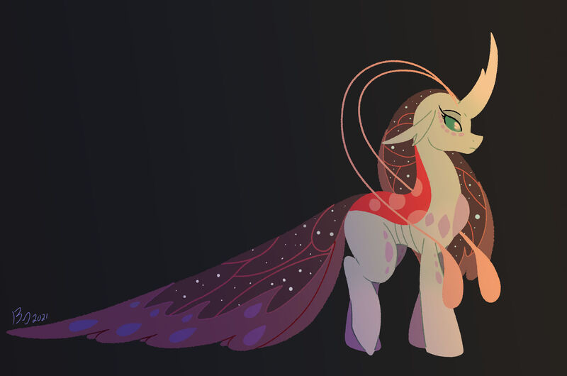 Size: 1920x1272 | Tagged: safe, artist:heavysplatter, derpibooru import, ocellus, changedling, changeling, changeling queen, antennae, changedling queen, female, image, jpeg, older, older ocellus, queen ocellus, side view, simple background