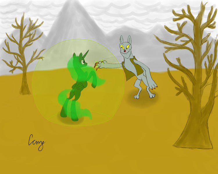 Size: 5000x4000 | Tagged: safe, artist:creepycutiemark, derpibooru import, oc, alicorn, hellhound, pony, fallout equestria, image, png