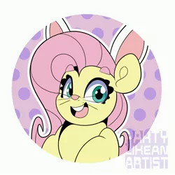 Size: 4000x4000 | Tagged: safe, artist:partylikeanartist, derpibooru import, fluttershy, pegasus, pony, rabbit, abstract background, absurd resolution, animal, clothes, costume, easter, eyebrows, eyebrows visible through hair, holiday, image, jpeg, open mouth, solo, whiskers