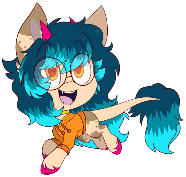 Size: 2712x2588 | Tagged: safe, artist:jetjetj, derpibooru import, oc, oc:honey dew, earth pony, pony, chibi, clothes, female, glasses, hoodie, horns, image, png, simple background, solo, transparent background