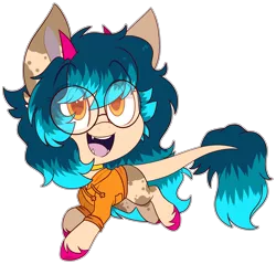 Size: 2712x2588 | Tagged: safe, artist:jetjetj, derpibooru import, oc, oc:honey dew, earth pony, pony, chibi, clothes, female, glasses, hoodie, horns, image, png, simple background, solo, transparent background