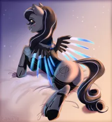 Size: 1553x1700 | Tagged: safe, artist:kawipie, derpibooru import, oc, oc:achromia, pony, robot, robot pony, artificial wings, augmented, image, mechanical wing, png, wings