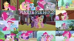 Size: 1280x720 | Tagged: safe, derpibooru import, edit, edited screencap, editor:quoterific, screencap, applejack, dinky hooves, discord, fluttershy, gummy, limestone pie, marble pie, maud pie, pinkie pie, piña colada, pound cake, rainbow dash, rarity, scootaloo, spike, tornado bolt, twilight sparkle, alligator, earth pony, pegasus, pony, unicorn, a friend in deed, hearthbreakers, not asking for trouble, party of one, pinkie apple pie, princess twilight sparkle (episode), rock solid friendship, the gift of the maud pie, the maud couple, the one where pinkie pie knows, the super speedy cider squeezy 6000, three's a crowd, wonderbolts academy, ^^, baby, baby pony, blue flu, eyes closed, female, filly, hug, image, jpeg, male, mare, singing, smile song, smiling, stallion, sugarcube corner, unicorn twilight