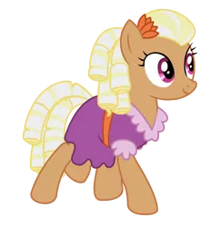 Size: 2886x2970 | Tagged: safe, artist:three uncle, derpibooru import, prairie belle, earth pony, pony, the summer sun setback, appleloosa resident, background pony, clothes, dress, female, flower, flower in hair, image, mare, png, simple background, smiling, solo focus, vector