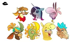 Size: 3840x2160 | Tagged: safe, artist:boxypop, derpibooru import, arizona cow, oleander (tfh), paprika paca, pom lamb, velvet reindeer, classical unicorn, cow, deer, llama, reindeer, sheep, unicorn, them's fightin' herds, cloven hooves, community related, female, image, lamb, leonine tail, png, shanty (tfh), unshorn fetlocks