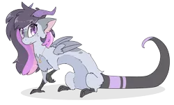 Size: 3800x2300 | Tagged: safe, artist:fluffyxai, derpibooru import, oc, oc:alcaria, unofficial characters only, draconequus, folded wings, horns, image, looking at you, png, prehensile tail, solo, tail, wings