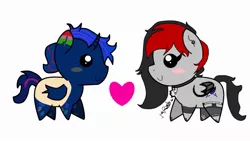 Size: 2289x1288 | Tagged: safe, artist:djmatinext, derpibooru import, editor:djmatinext, oc, oc:prise boom, unofficial characters only, pegasus, pony, unicorn, pony town, 1000 hours in ms paint, base used, chest fluff, clothes, couple, ear piercing, female, horn, image, jpeg, love, male, photo, piercing, socks, stockings, straight, thigh highs, wings