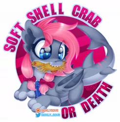 Size: 1147x1166 | Tagged: safe, artist:sickly-sour, derpibooru import, oc, unofficial characters only, crab, original species, pony, shark, shark pony, bow, female, hair bow, heart eyes, image, jpeg, mare, wingding eyes