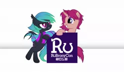 Size: 1916x1121 | Tagged: safe, derpibooru import, oc, oc:delusive rose, oc:moondrive, bat pony, unicorn, image, jpeg, mascot, rubronycon