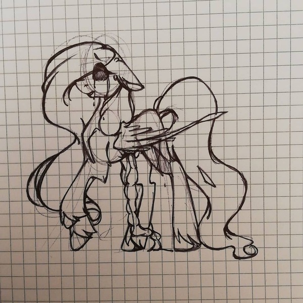 Size: 1080x1080 | Tagged: safe, artist:tessa_key_, derpibooru import, oc, unofficial characters only, pegasus, pony, black tears, graph paper, image, jpeg, lineart, pegasus oc, raised hoof, solo, traditional art, unshorn fetlocks, wings