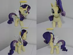 Size: 1597x1199 | Tagged: safe, artist:little-broy-peep, derpibooru import, rarity, pony, angelic wings, halo, image, irl, jpeg, photo, plushie, solo, wings