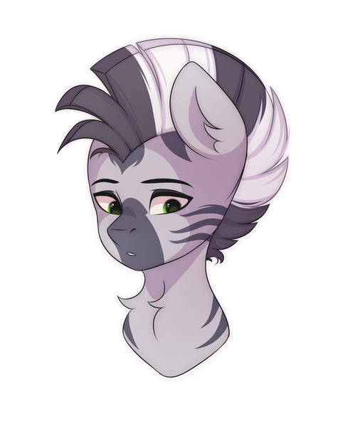 Size: 2377x3000 | Tagged: safe, artist:yomechka, derpibooru import, oc, oc:zebra north, unofficial characters only, pony, zebra, bust, femboy, image, male, png, portrait, simple background, stallion, white background, zebra oc