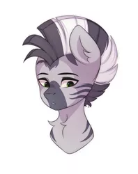 Size: 2377x3000 | Tagged: safe, artist:yomechka, derpibooru import, oc, oc:zebra north, unofficial characters only, pony, zebra, bust, femboy, image, male, png, portrait, simple background, stallion, white background, zebra oc