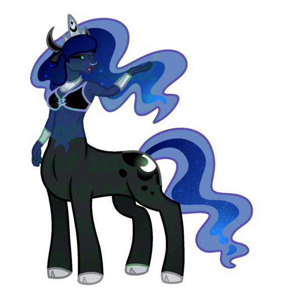 Size: 1325x1405 | Tagged: safe, artist:reptaurdrawsmlp, derpibooru import, oc, centaur, hybrid, female, fusion, image, offspring, parent:lord tirek, parent:princess luna, png, simple background, solo, transparent background