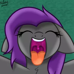 Size: 2000x2000 | Tagged: suggestive, artist:mihaynoms, derpibooru import, oc, oc:fritzy, unofficial characters only, hybrid, pegasus, pony, drool, drool string, esophagus, eyes closed, female, floppy ears, gullet, image, maw, mawshot, open mouth, oral invitation, png, salivating, slimy, solo, tongue out, uvula