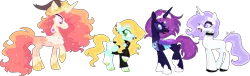 Size: 1747x531 | Tagged: safe, artist:kurosawakuro, derpibooru import, oc, unofficial characters only, changepony, hybrid, pegasus, pony, unicorn, choker, female, image, mare, offspring, parent:fancypants, parent:fleur-de-lis, parent:lightning dust, parent:pharynx, parent:prince blueblood, parent:princess celestia, parent:princess luna, parent:the great seedling, parents:fancyfleur, parents:lunarynx, png