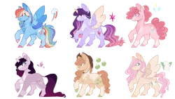 Size: 2313x1301 | Tagged: safe, artist:jaysey, artist:softiesuns, derpibooru import, applejack, fluttershy, pinkie pie, rainbow dash, rarity, twilight sparkle, twilight sparkle (alicorn), alicorn, earth pony, pegasus, pony, unicorn, alternate design, base used, female, image, mane six, mare, png, redesign, simple background, transparent background, twitterina design