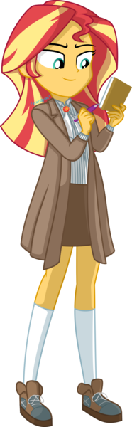 Size: 1034x3343 | Tagged: safe, artist:steyrrdash, banned from derpibooru, deleted from derpibooru, derpibooru import, sunset shimmer, equestria girls, detective, female, geode of empathy, image, magical geodes, png, simple background, solo, transparent background, vector