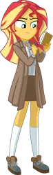 Size: 1034x3343 | Tagged: safe, artist:steyrrdash, banned from derpibooru, deleted from derpibooru, derpibooru import, sunset shimmer, equestria girls, detective, female, geode of empathy, image, magical geodes, png, simple background, solo, transparent background, vector