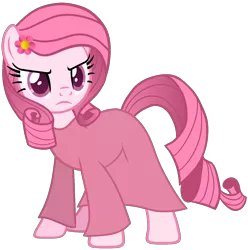 Size: 1366x1379 | Tagged: safe, alternate version, artist:muhammad yunus, derpibooru import, oc, oc:annisa trihapsari, unofficial characters only, earth pony, pony, base used, clothes, earth pony oc, female, flower, image, mare, not rarity, pink body, pink hair, png, simple background, solo, transparent background, unamused, vector