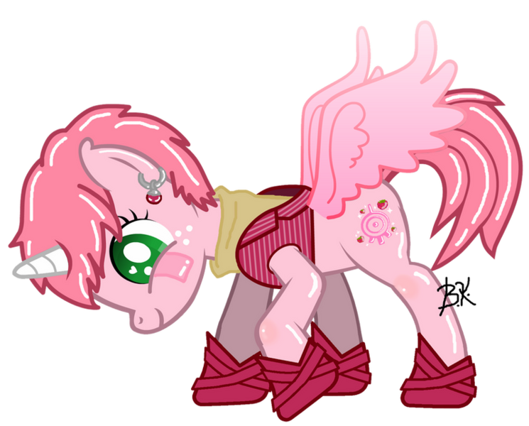 Size: 800x644 | Tagged: artist needed, safe, derpibooru import, ponified, alicorn, pony, 2011, aelita schaeffer, clothes, code lyoko, crossover, ear piercing, female, g1, g1 to g4, generation leap, image, mare, piercing, png, shoes, smiling, solo