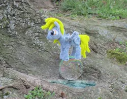 Size: 918x716 | Tagged: safe, alternate version, artist:malte279, derpibooru import, derpy hooves, pony, bubble, chenille, chenille stems, chenille wire, craft, image, jpeg, pipe cleaner sculpture, pipe cleaners, pond, sculpture, tree