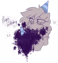 Size: 640x693 | Tagged: safe, artist:mirtash, derpibooru import, oc, oc:mirta whoowlms, unofficial characters only, pegasus, pony, birthday, darkness, hat, image, party hat, png, sad, sketch, solo, tired