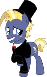 Size: 1773x2922 | Tagged: safe, artist:peternators, derpibooru import, star tracker, earth pony, pony, colt, freckles, grin, handsome, hat, image, male, necktie, nervous, nervous grin, png, smiling, solo, teenager