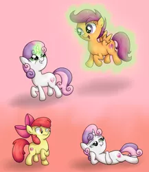 Size: 5902x6811 | Tagged: safe, artist:background basset, derpibooru import, apple bloom, scootaloo, sweetie belle, earth pony, pegasus, pony, unicorn, draw me like one of your french girls, female, filly, gradient background, happy, image, levitation, lying down, magic, mare, open mouth, png, smug, telekinesis