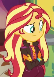 Size: 665x942 | Tagged: safe, derpibooru import, screencap, sunset shimmer, equestria girls, equestria girls series, sunset's backstage pass!, spoiler:eqg series (season 2), cropped, image, png, solo