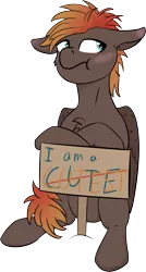 Size: 1859x3472 | Tagged: safe, artist:barhandar, oc, oc:ebony winds, unofficial characters only, pegasus, pony, blushing, cheek fluff, chest fluff, crossed arms, cute, ears, female, floppy ears, grump, image, mare, png, pony shaming, sign, signature, simple background, sitting, solo, tomboy, transparent background