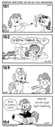 Size: 1320x3035 | Tagged: safe, artist:pony-berserker, derpibooru import, nurse redheart, pinkie pie, rainbow dash, rarity, blowing a kiss, female, image, lesbian, monochrome, party cannon, png, rainbow crash, raripie, shipping, shipping denied, syringe