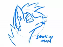 Size: 2048x1534 | Tagged: safe, artist:korenav, oc, unofficial characters only, pony, bust, cigarette, image, jpeg, lidded eyes, male, monochrome, portrait, sketch, solo, stallion, text