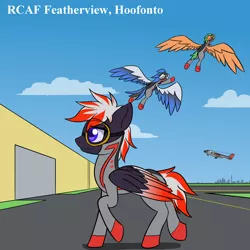 Size: 1280x1280 | Tagged: safe, artist:askavrobishop, derpibooru import, oc, oc:bishop, pegasus, comic:askavrobishop, airfield, clothes, flight suit, goggles, image, plane, png