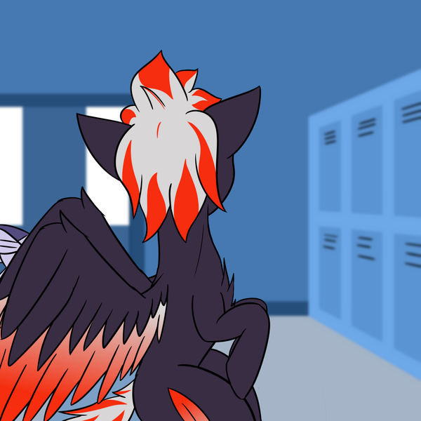 Size: 1280x1280 | Tagged: safe, artist:askavrobishop, derpibooru import, oc, oc:bishop, pegasus, comic:askavrobishop, airfield, clothes, flight suit, goggles, image, locker room, lockers, png, wings