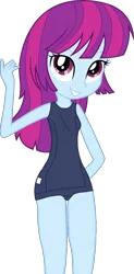 Size: 4036x8216 | Tagged: safe, artist:owlisun, edit, mystery mint, equestria girls, friendship games, absurd resolution, background human, clothes, cute, image, mysterybetes, one-piece swimsuit, png, simple background, solo, swimsuit, swimsuit edit, transparent background, vector