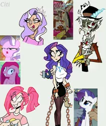 Size: 1747x2073 | Tagged: safe, artist:citi, derpibooru import, screencap, diamond tiara, discord, pinkie pie, rarity, human, a dog and pony show, crusaders of the lost mark, party of one, the big mac question, arin hanson face, faic, humanized, image, jpeg, out of context, pinkamena diane pie, scene interpretation, screencap reference