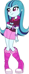 Size: 293x748 | Tagged: safe, artist:kimberlythehedgie, derpibooru import, edit, vector edit, sonata dusk, equestria girls, alternate hairstyle, boots, clothes, cute, female, gem, image, loose hair, miniskirt, png, shoes, simple background, siren gem, skirt, smiling, socks, solo, sonatabetes, transparent background, vector